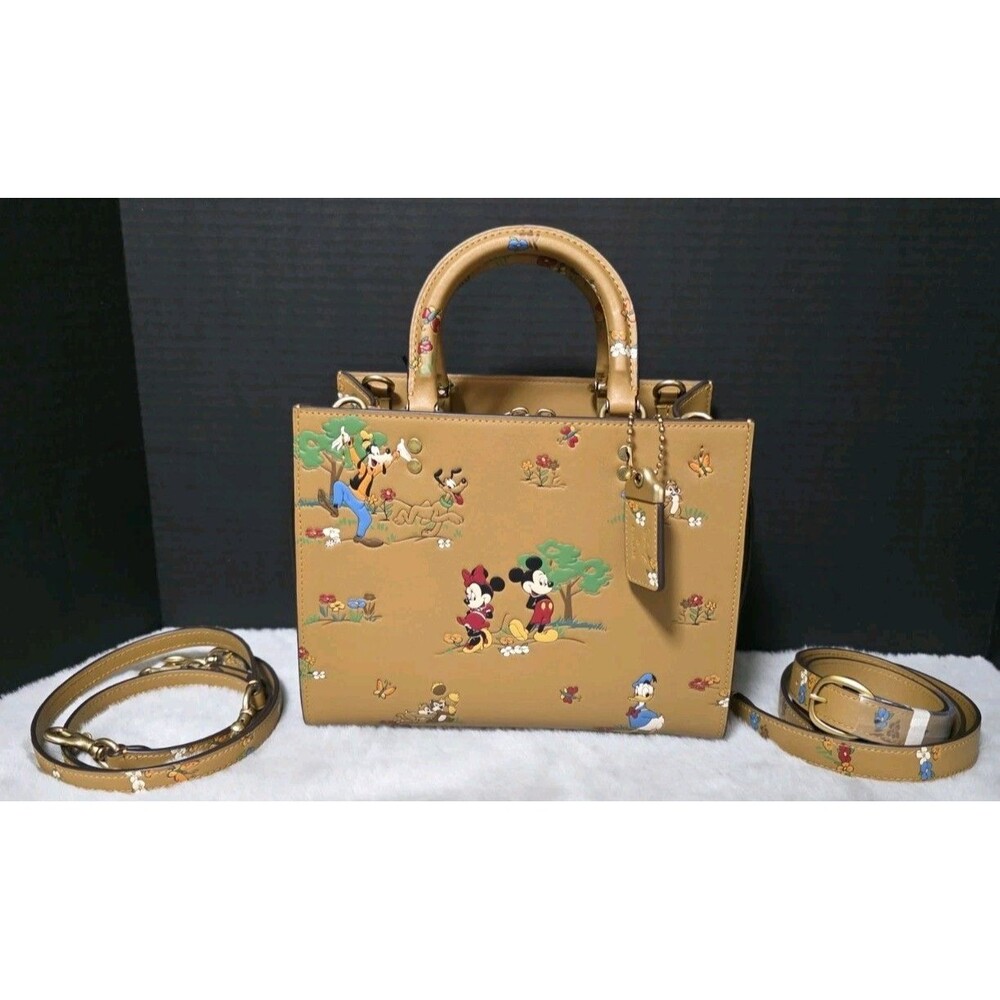 COACH X DISNEY ROGUE 25 MICKEY MOUSE & FRIENDS BAG  -HONEY BROWN NWT